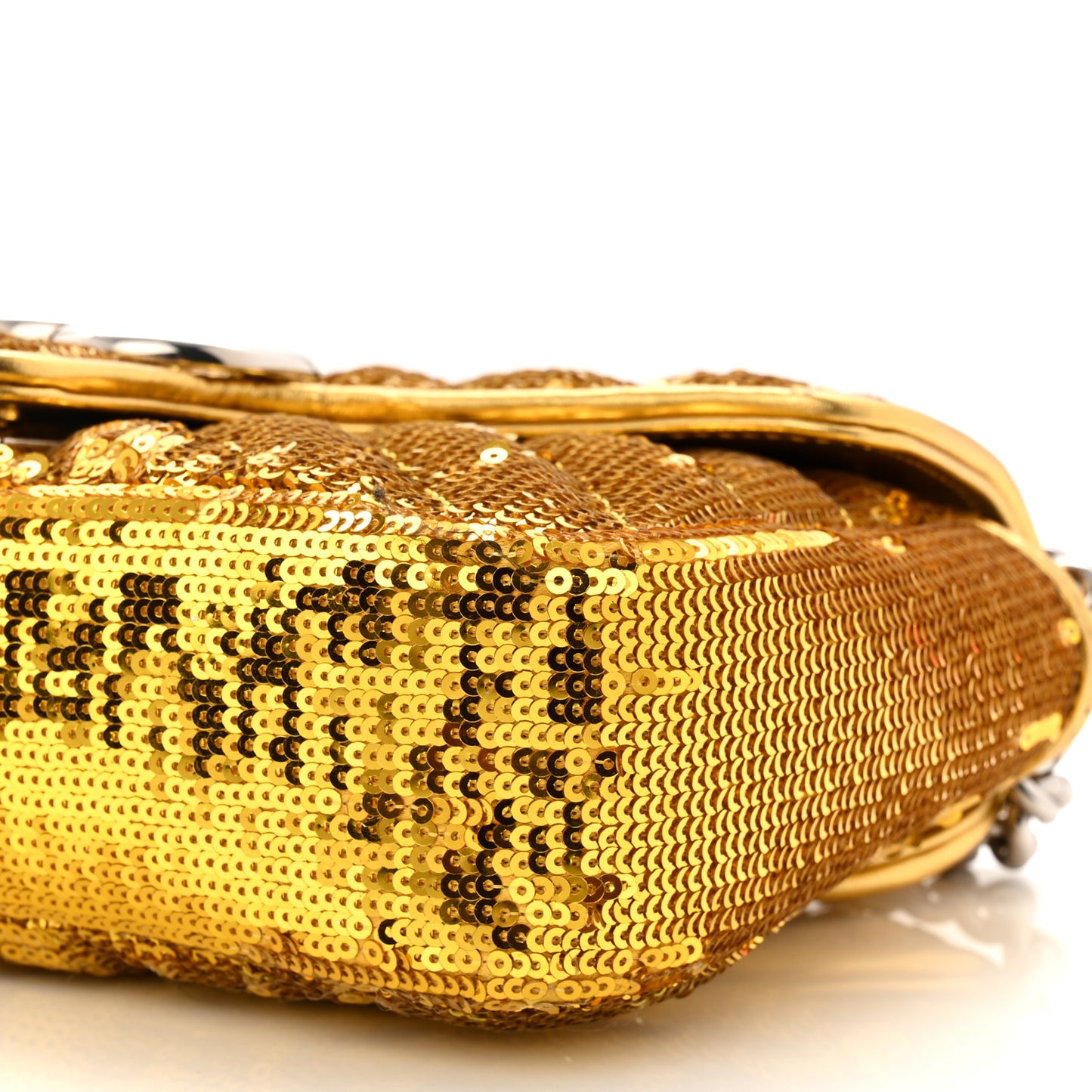 Sequin Matelasse Diagonal Mini GG Marmont Shoulder Bag Gold