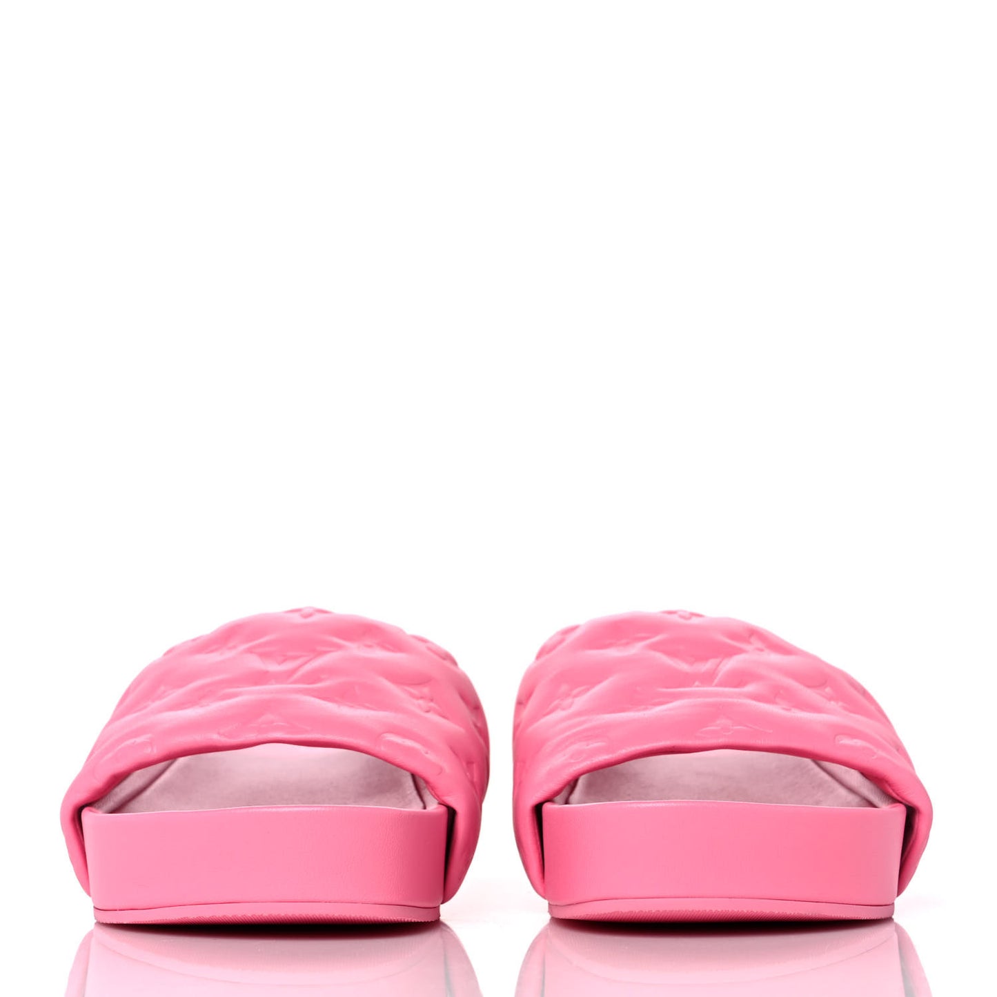 Lambskin Embossed Monogram Jumbo Flatform Mule Sandals 38.5 Rose Pop