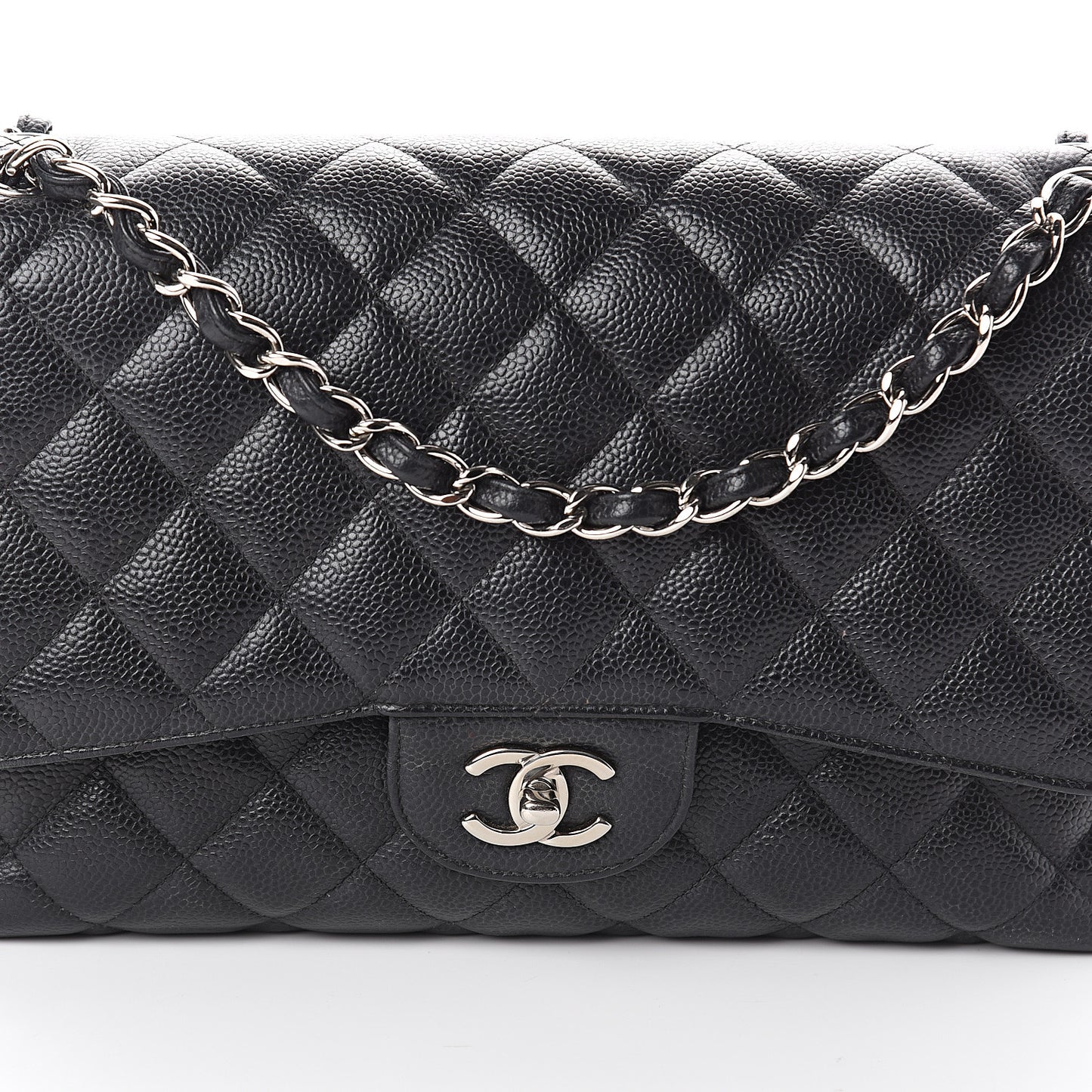 Caviar Quilted Jumbo Double Flap Black