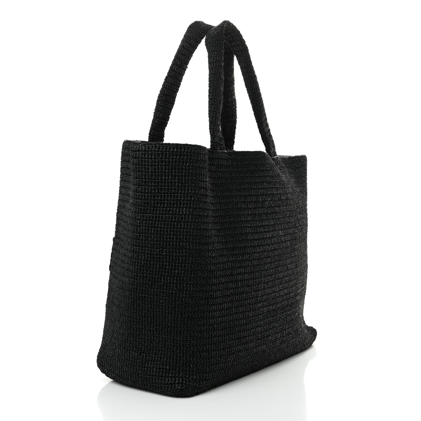 Raffia Logo Tote Black