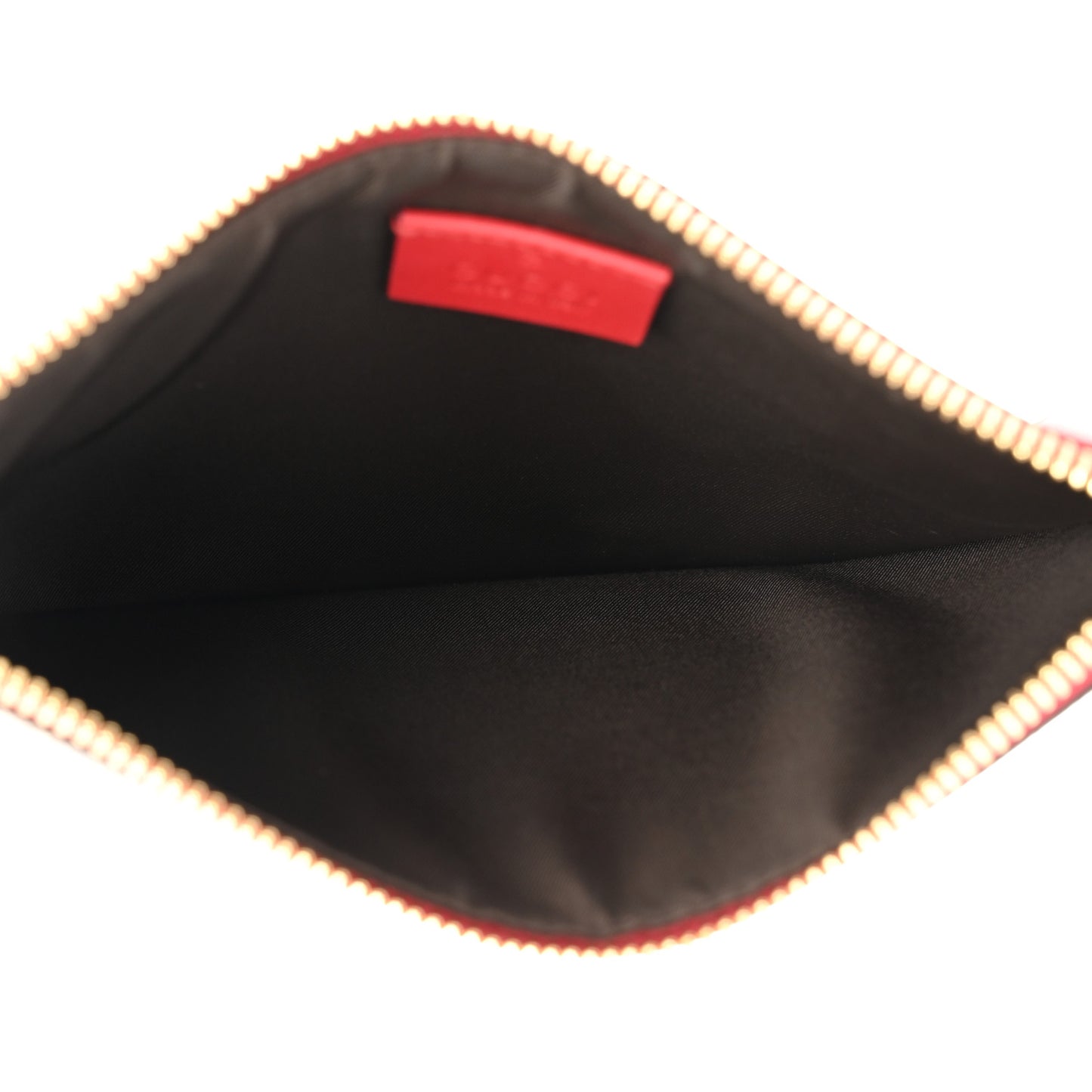 GG Supreme Monogram Merveilles Lips Zip Pouch Hibiscus Red