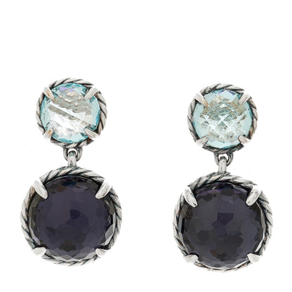 David Yurman Sterling Silver Black Orchid Blue Topaz Chatelaine Drop Earrings 1 of 4