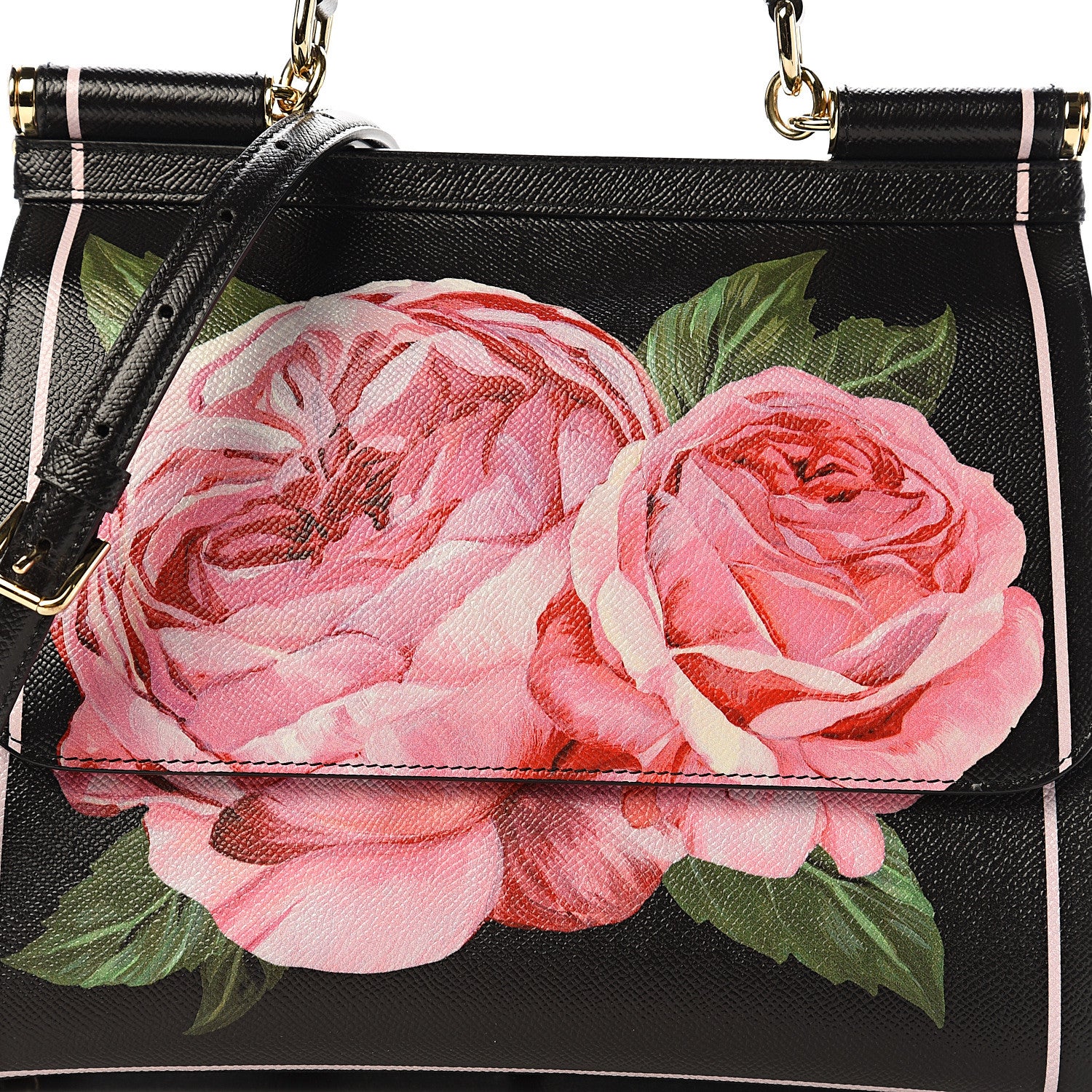 Dolce & Gabbana Dauphine Rose Print Medium Miss Sicily Satchel Black 10 of 10