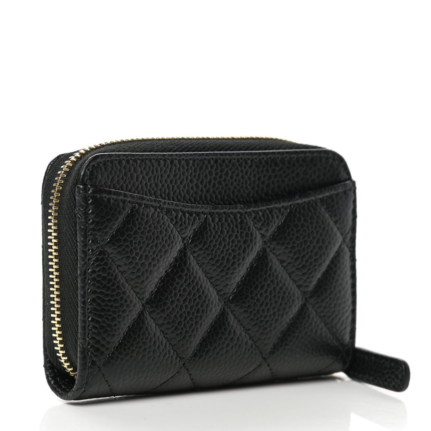 Caviar Quilted Classic Zipped Coin Purse Black