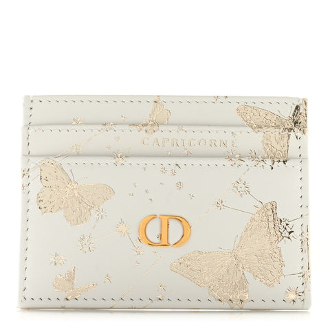 Calfskin Caro Five-Slot Capricorne Card Holder White Multicolor