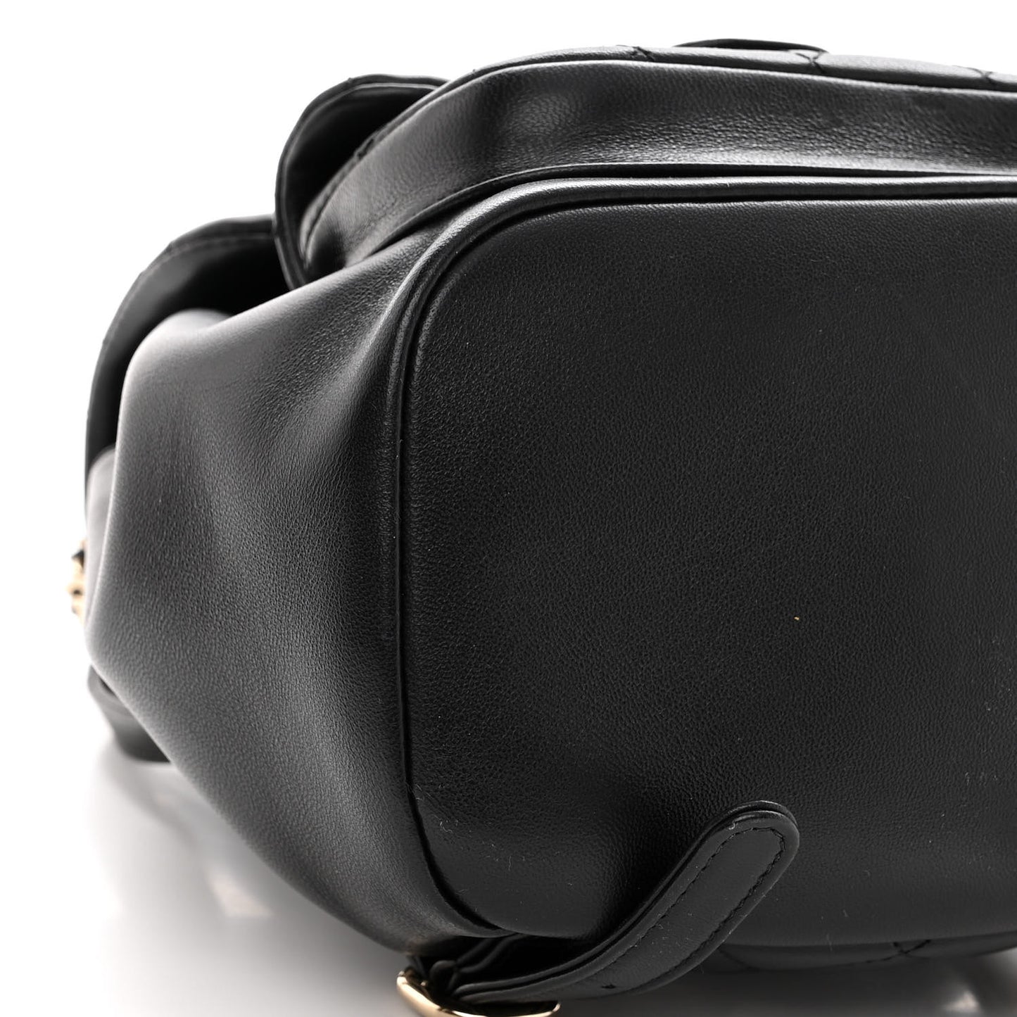 Lambskin Quilted Small Duma Drawstring Backpack Black