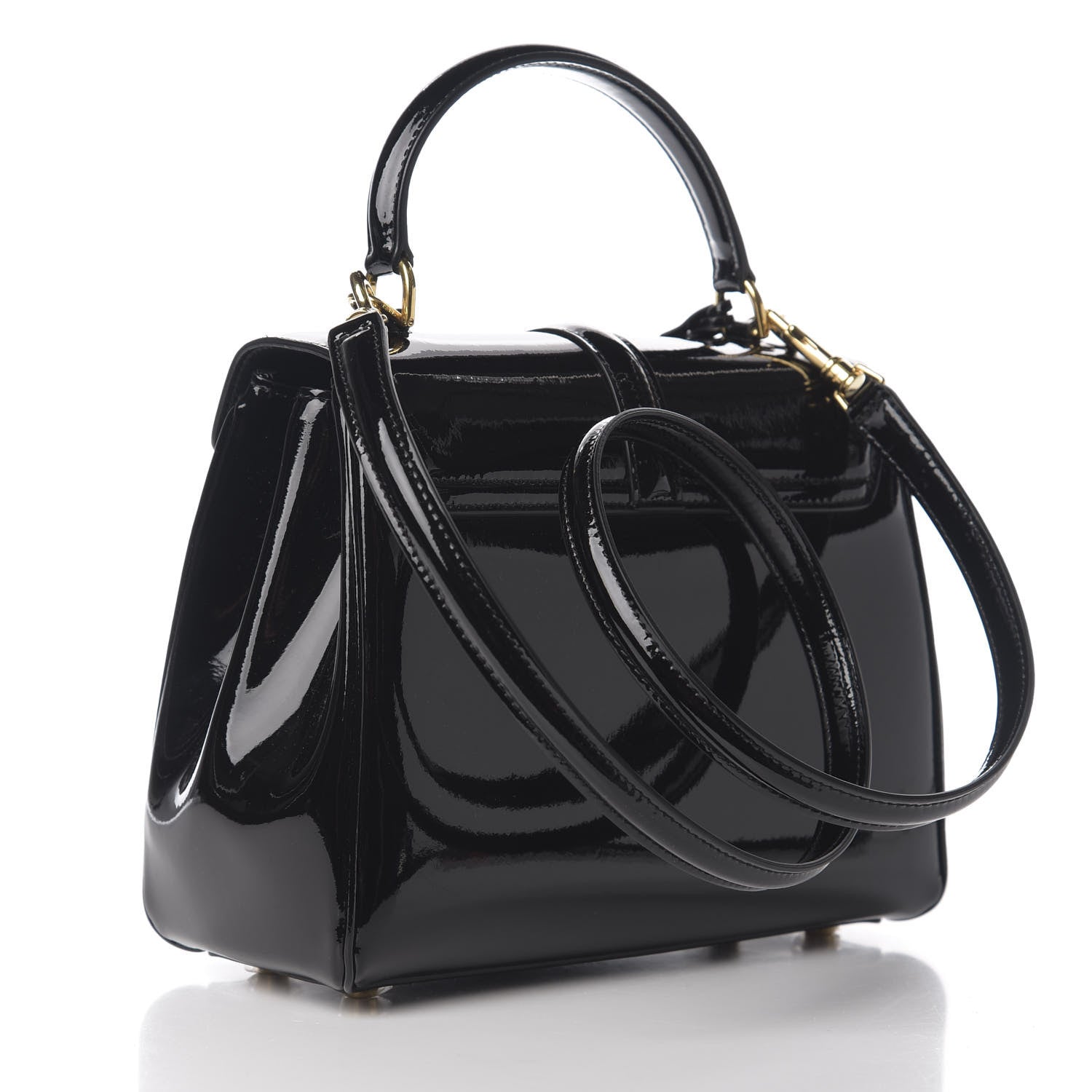 Celine Patent Calfskin Small 16 Top Handle Bag Black 2 of 9