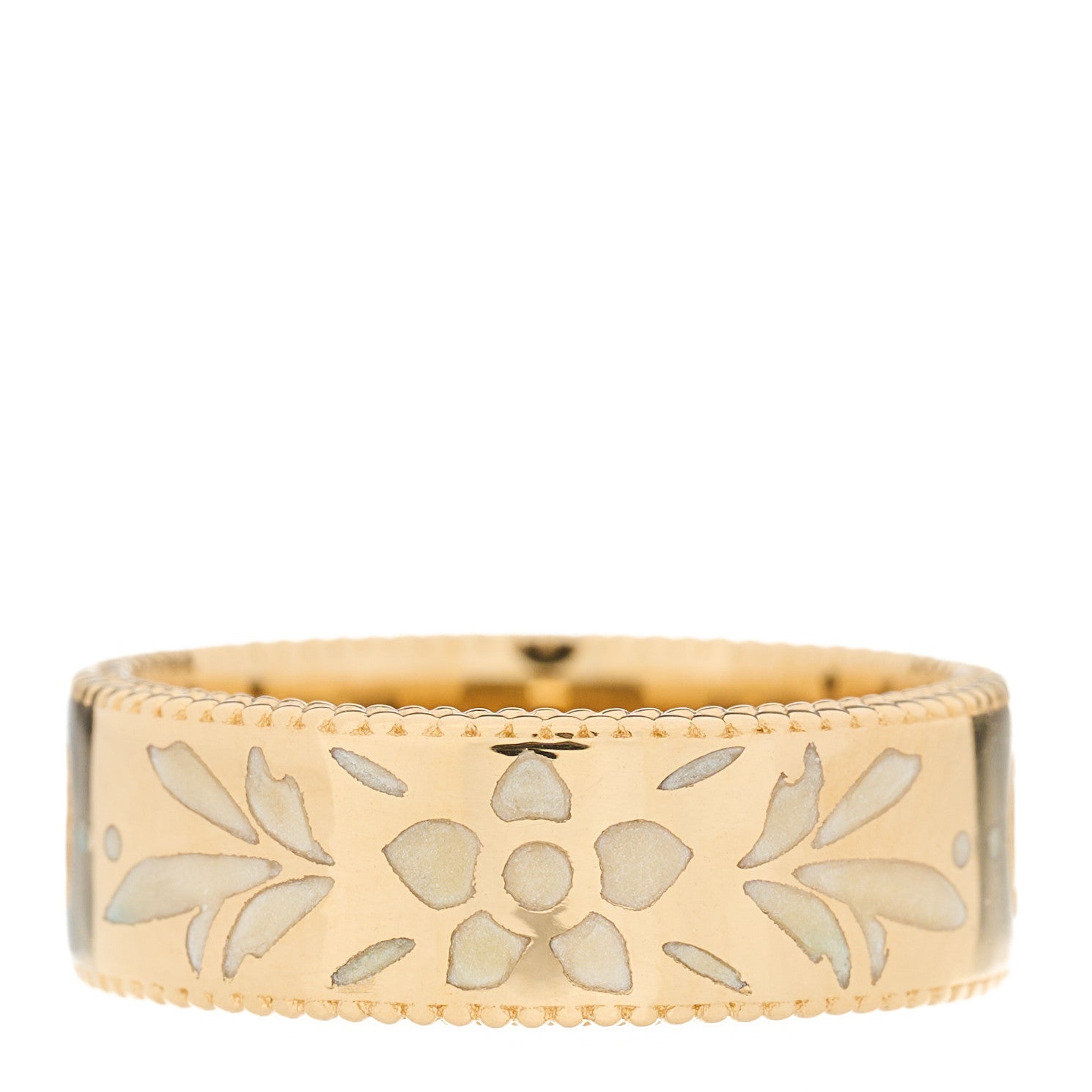 Gucci 18K Yellow Gold Enamel 6mm Icon Blooms Ring 48 4.5 3 of 5