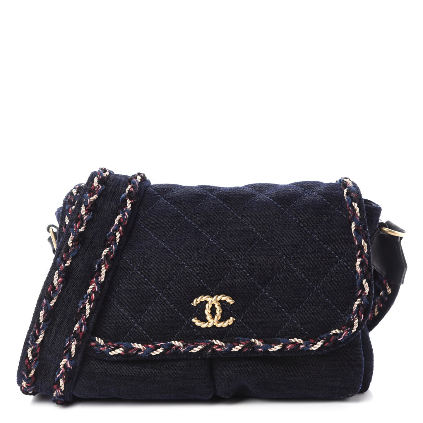 Wool Velvet Quilted Parisian Stroll Messenger Navy
