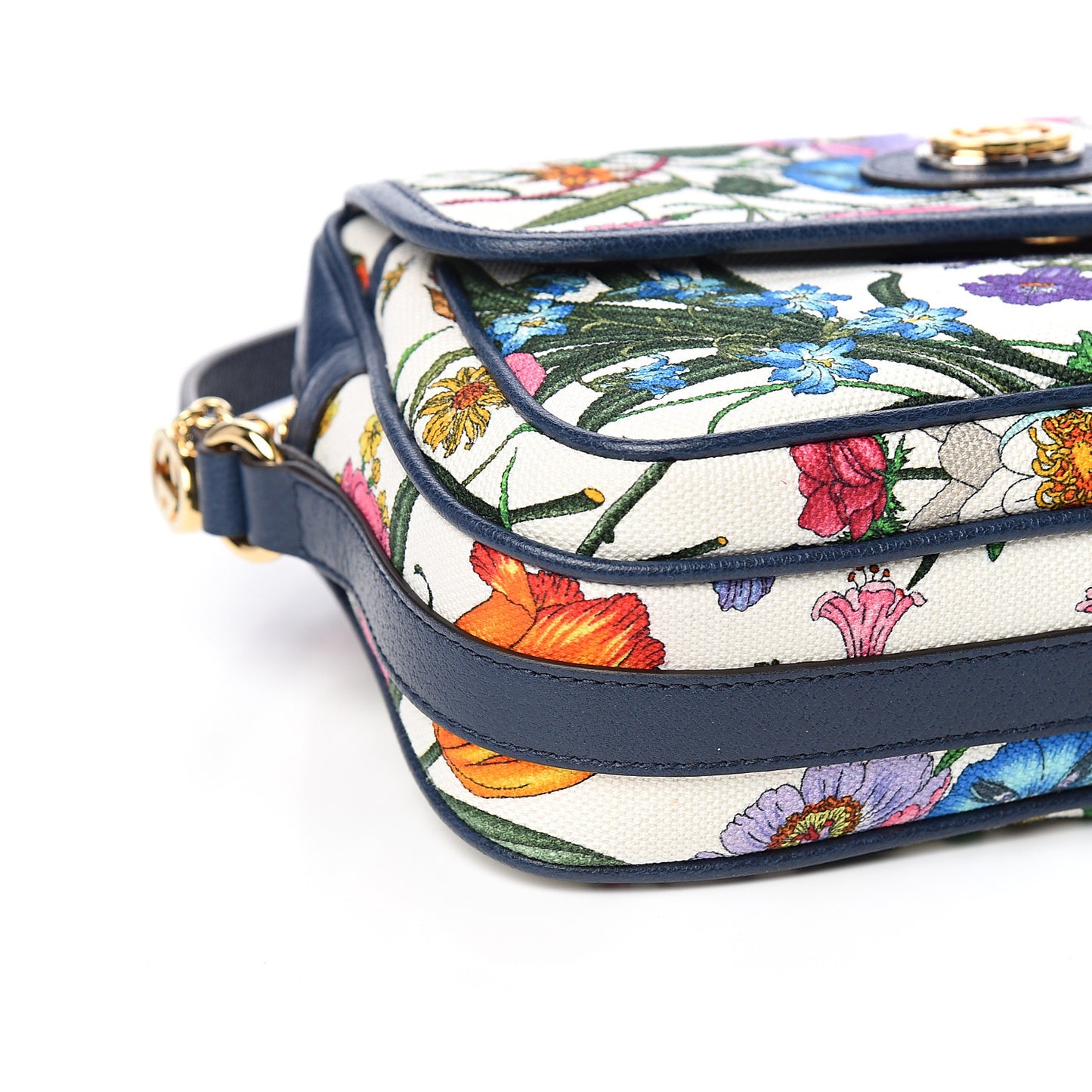 Canvas Flora Floral Shoulder Bag White Blue Agata Mulitcolor
