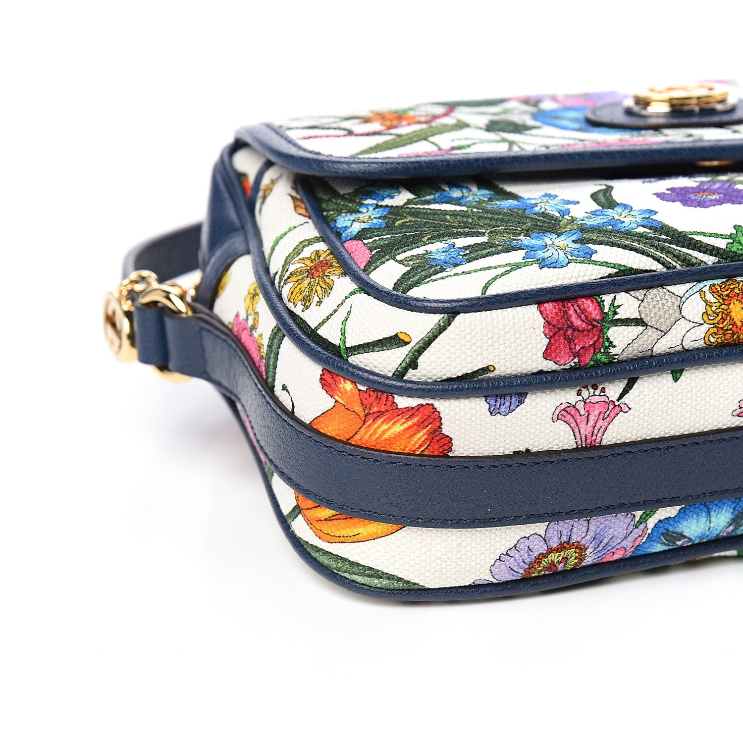 Gucci Canvas Flora Floral Shoulder Bag White Blue Agata Mulitcolor 7 of 9