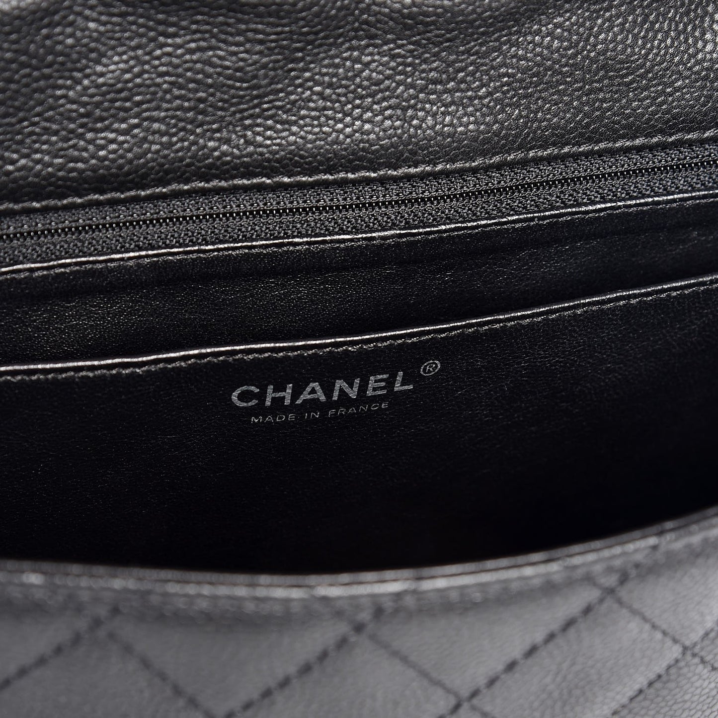 Washed Caviar Quilted Maxi Single Flap Black