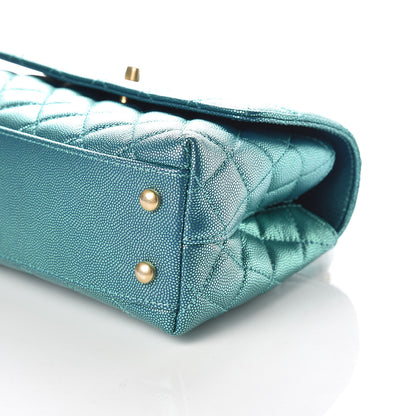 Chanel Metallic Caviar Quilted Mini Coco Handle Flap Blue 6 of 10