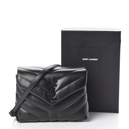 Saint Laurent Calfskin Y Quilted Monogram Toy Loulou Crossbody Bag Black 10 of 10
