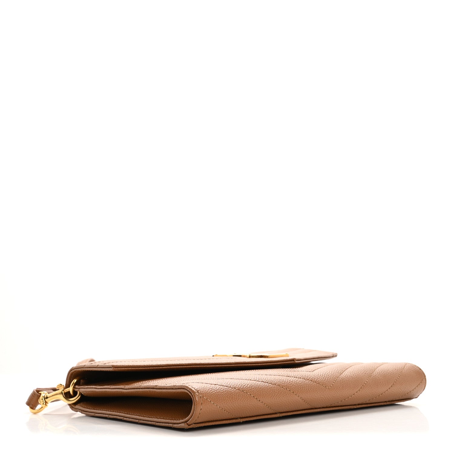 Saint Laurent Grain De Poudre Matelasse Chevron Monogram Envelope Natural Dark 4 of 10