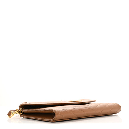 Saint Laurent Grain De Poudre Matelasse Chevron Monogram Envelope Natural Dark 4 of 10