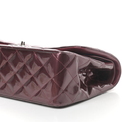 Chanel Striated Patent Quilted Jumbo Double Flap Burgundy 9 of 9