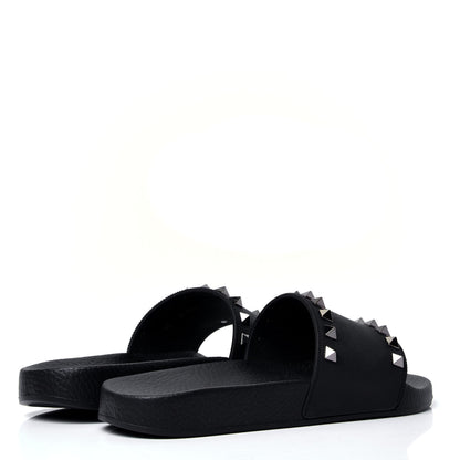 Valentino Garavani Rubber Rockstud Slide Sandals 35 Black 4 of 5