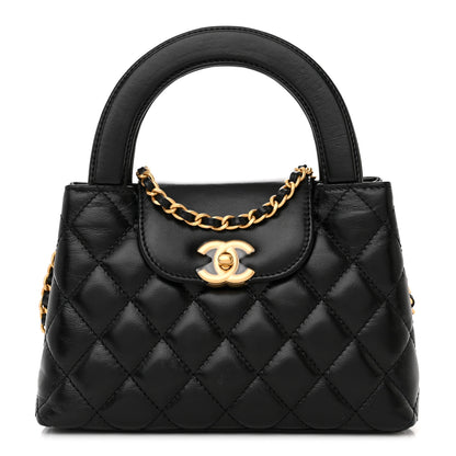 Chanel Shiny Aged Calfskin Quilted Nano Kelly Shopper Black 1 of 10