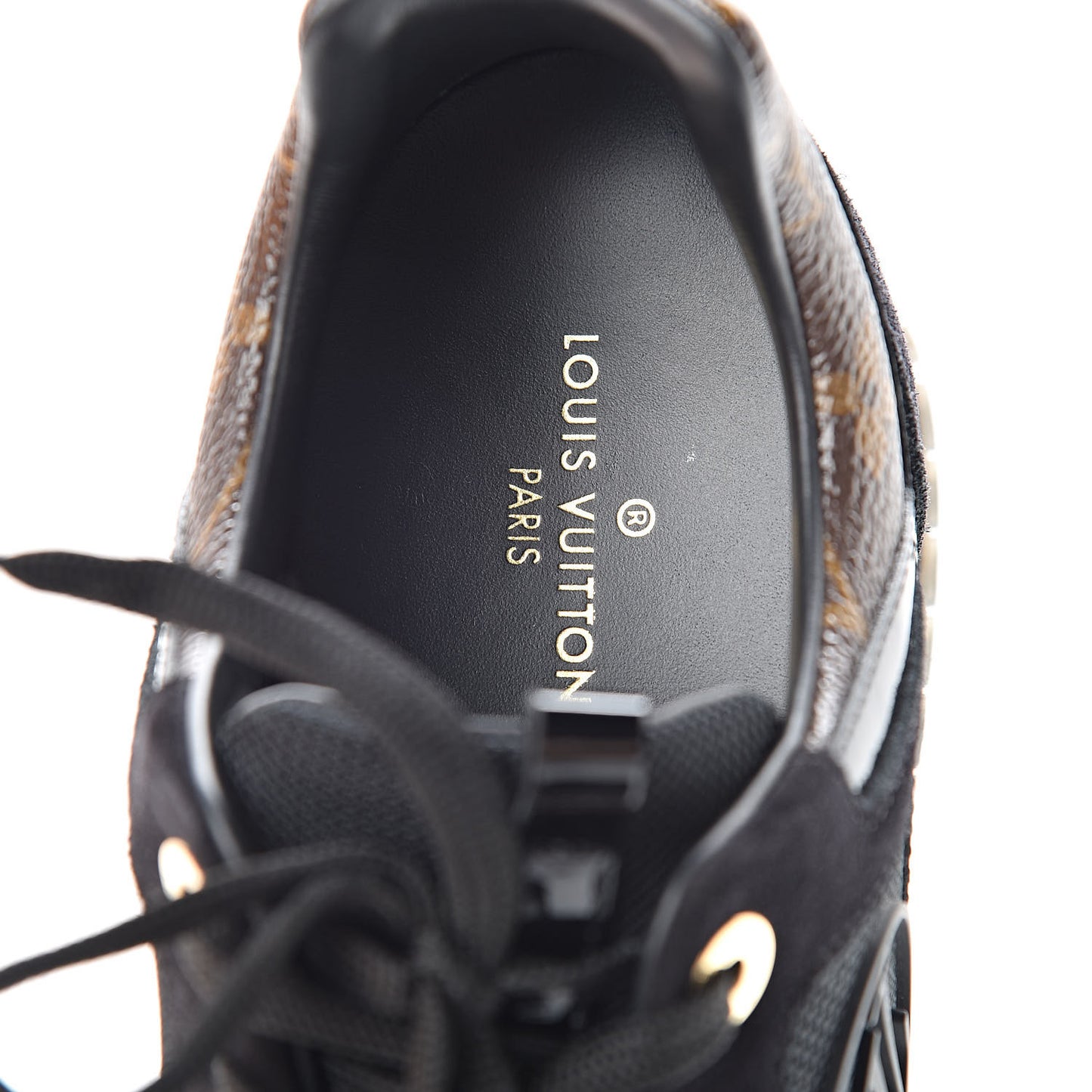Suede Monogram Run Away Sneakers 37.5 Black