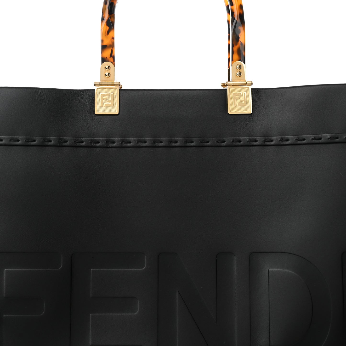 Vitello King Plexiglass Large Fendi Sunshine Shopper Tote Black