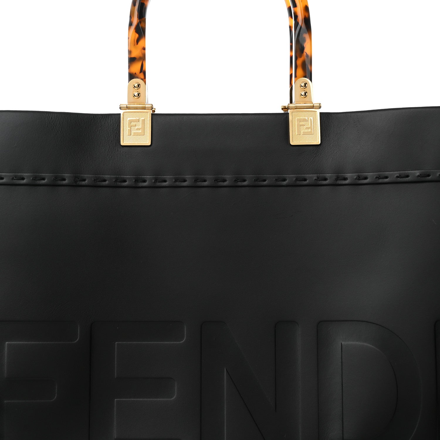 Fendi Vitello King Plexiglass Large Fendi Sunshine Shopper Tote Black 7 of 16