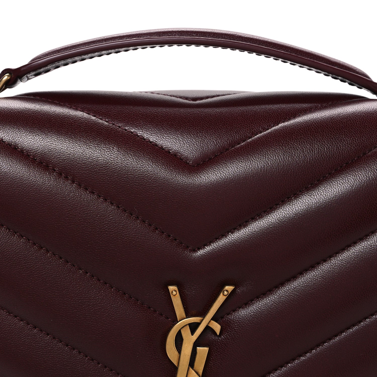 Saint Laurent Lambskin Chevron Quilted Large Loulou Rouge Cabernet 9 of 11