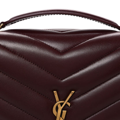 Saint Laurent Lambskin Chevron Quilted Large Loulou Rouge Cabernet 9 of 11