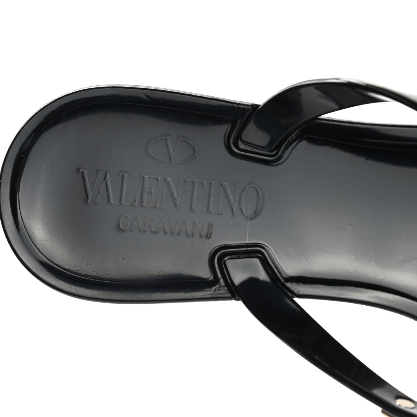 PVC Jelly Rockstud Bow Thong Sandals 38 Black
