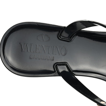 Valentino Garavani PVC Jelly Rockstud Bow Thong Sandals 38 Black 7 of 8