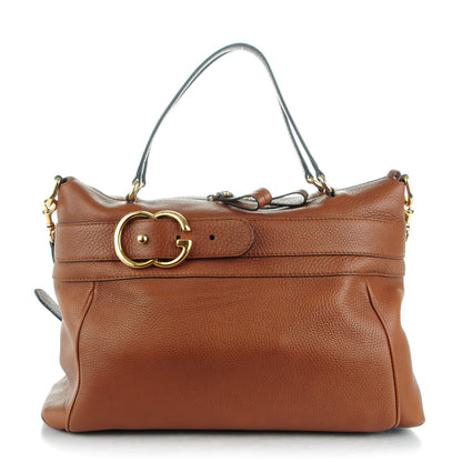 Gucci Pebbled Calfskin Ride Medium Top Handle Bag Brown 1 of 8