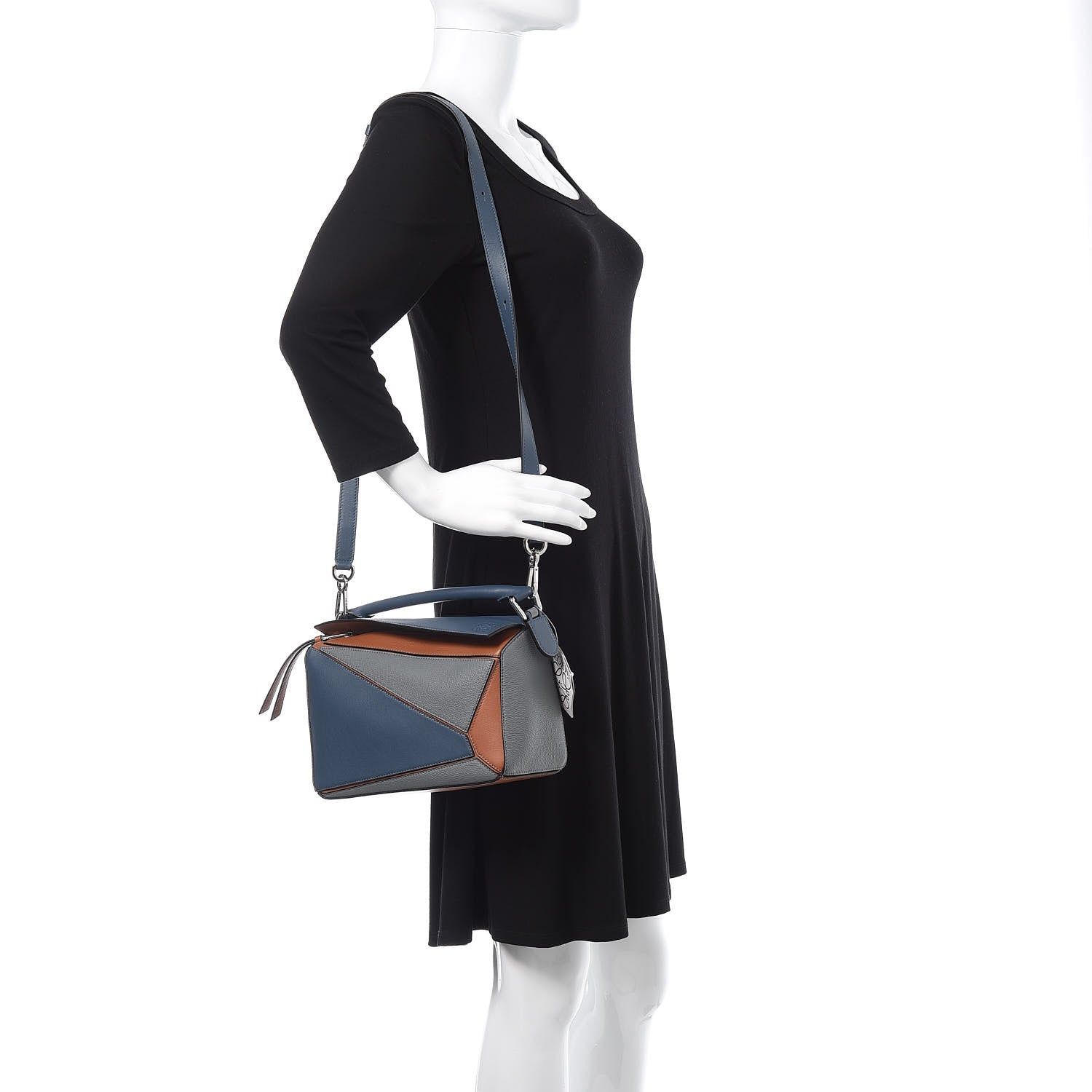 Loewe Calfskin Small Puzzle Bag Stone Blue Indigo Tan 2 of 9