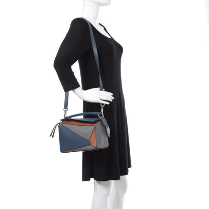 Loewe Calfskin Small Puzzle Bag Stone Blue Indigo Tan 2 of 9