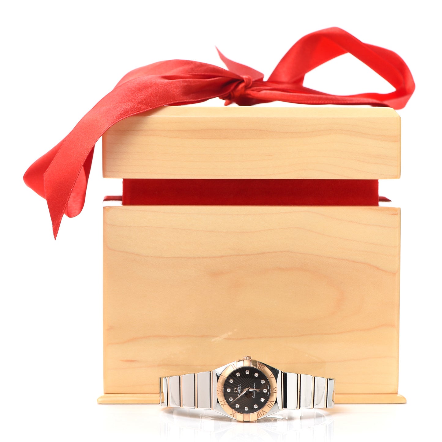 Stainless Steel 18K Red Gold Diamond 24mm Constellation Quartz Watch Brown 123.20.24.60.63.002