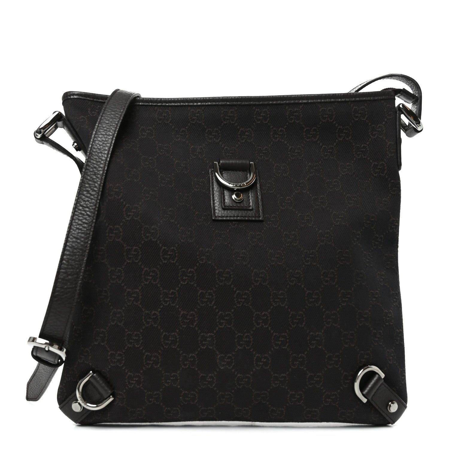 Gucci Denim Monogram Abbey Messenger Bag Dark Brown 1 of 10
