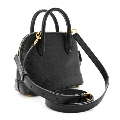 Balenciaga Grained Calfskin Logo XXS Ville Top Handle Bag Black White 3 of 11