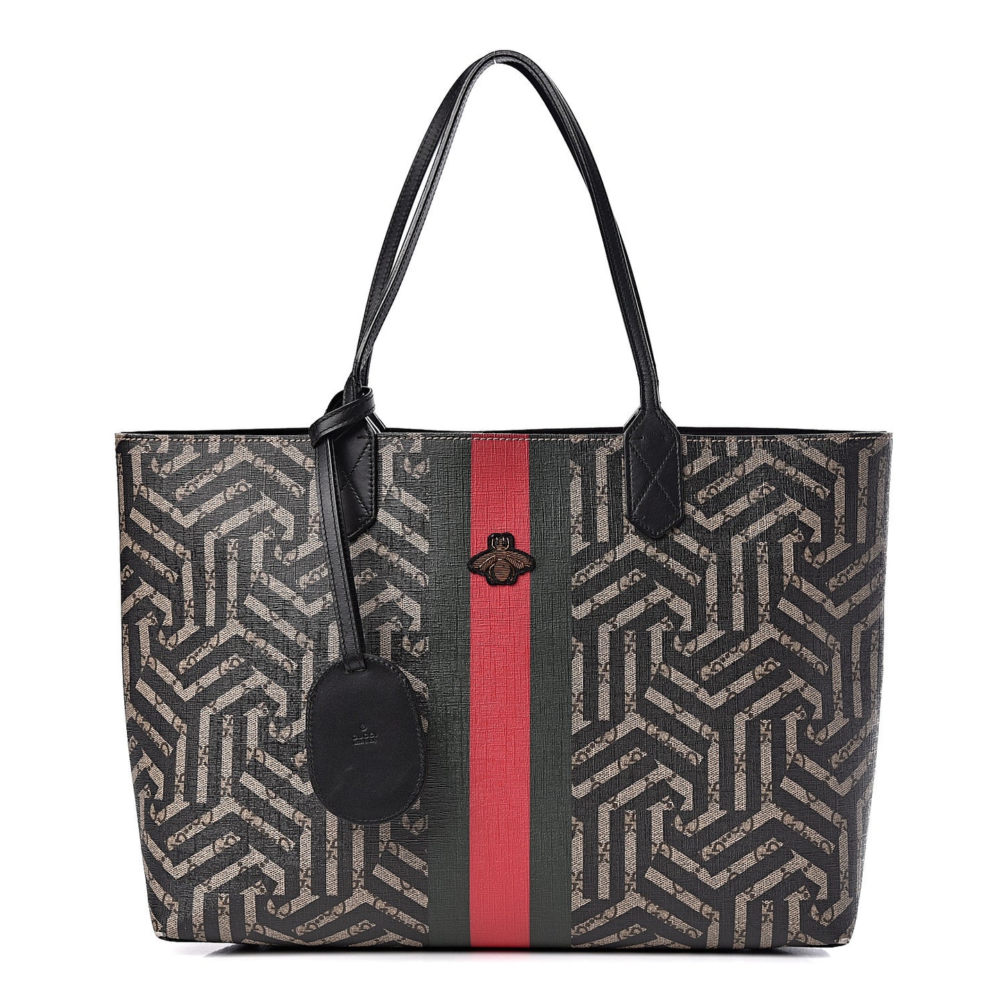 GG Supreme Monogram Caleido Web Medium Tote Beige Ebony