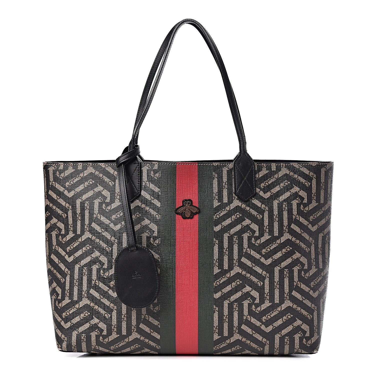 Gucci GG Supreme Monogram Caleido Web Medium Tote Beige Ebony 1 of 12