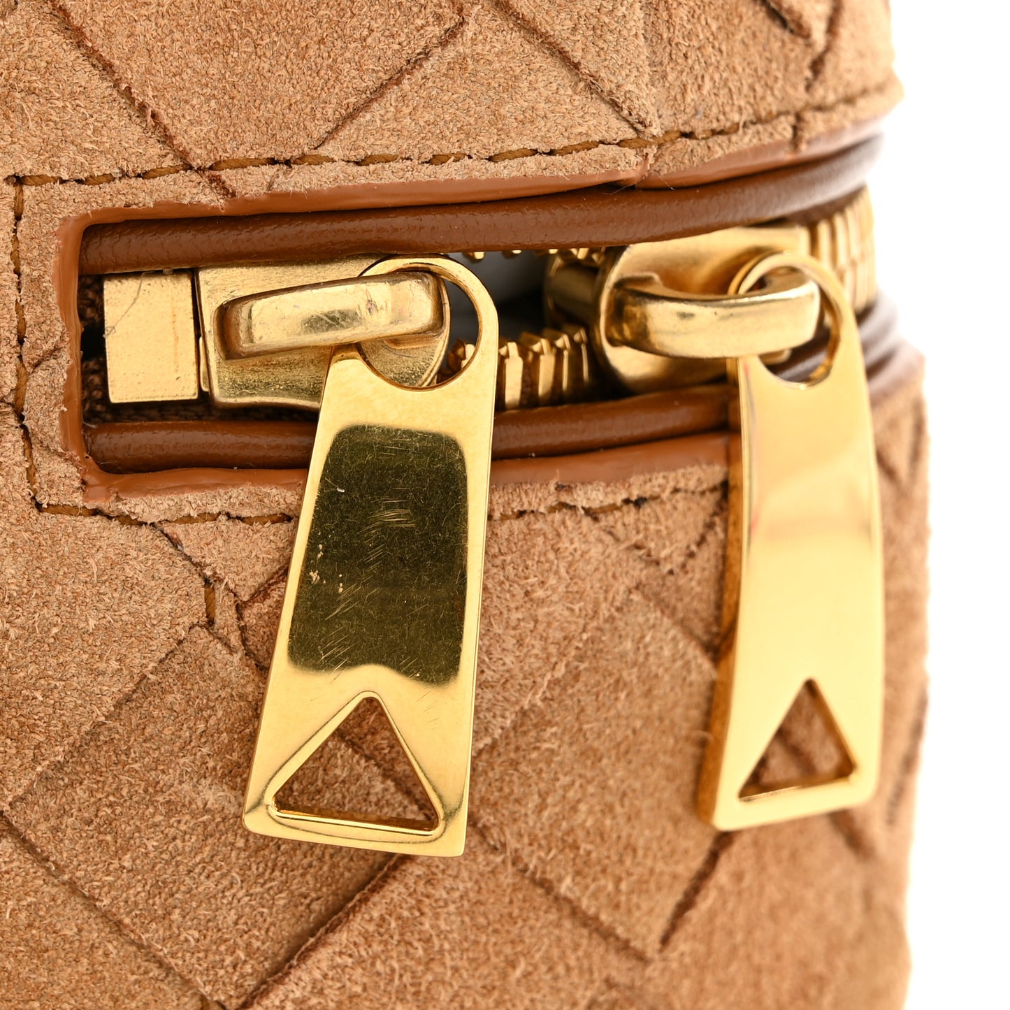Suede Intrecciato Bang Bang Vanity Case Amber
