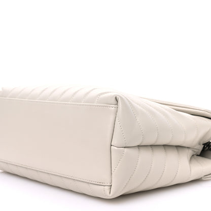 Saint Laurent Calfskin Y Quilted Monogram Medium Loulou Chain Satchel Blanc Vintage 10 of 11