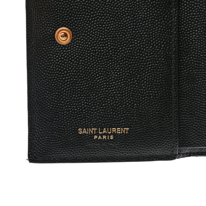 Saint Laurent Grain De Poudre Matelasse Chevron Monogram Zipped Two-Part Wallet Black 6 of 8