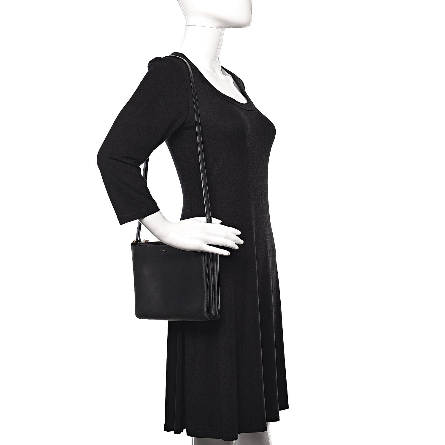Celine Lambskin Large Trio Crossbody Bag Black 2 of 14