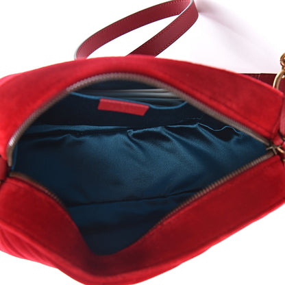 Gucci Velvet Matelasse Small GG Marmont Chain Shoulder Bag Hibiscus Red 5 of 11