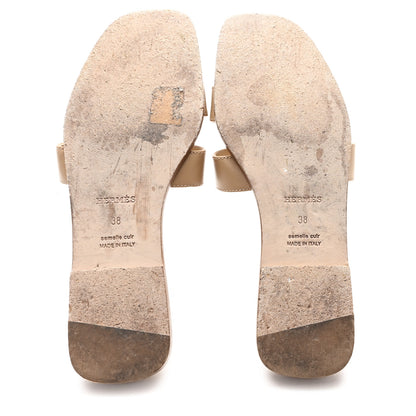 Hermes Calfskin Oran Sandals 38 Beige Albinos 6 of 10