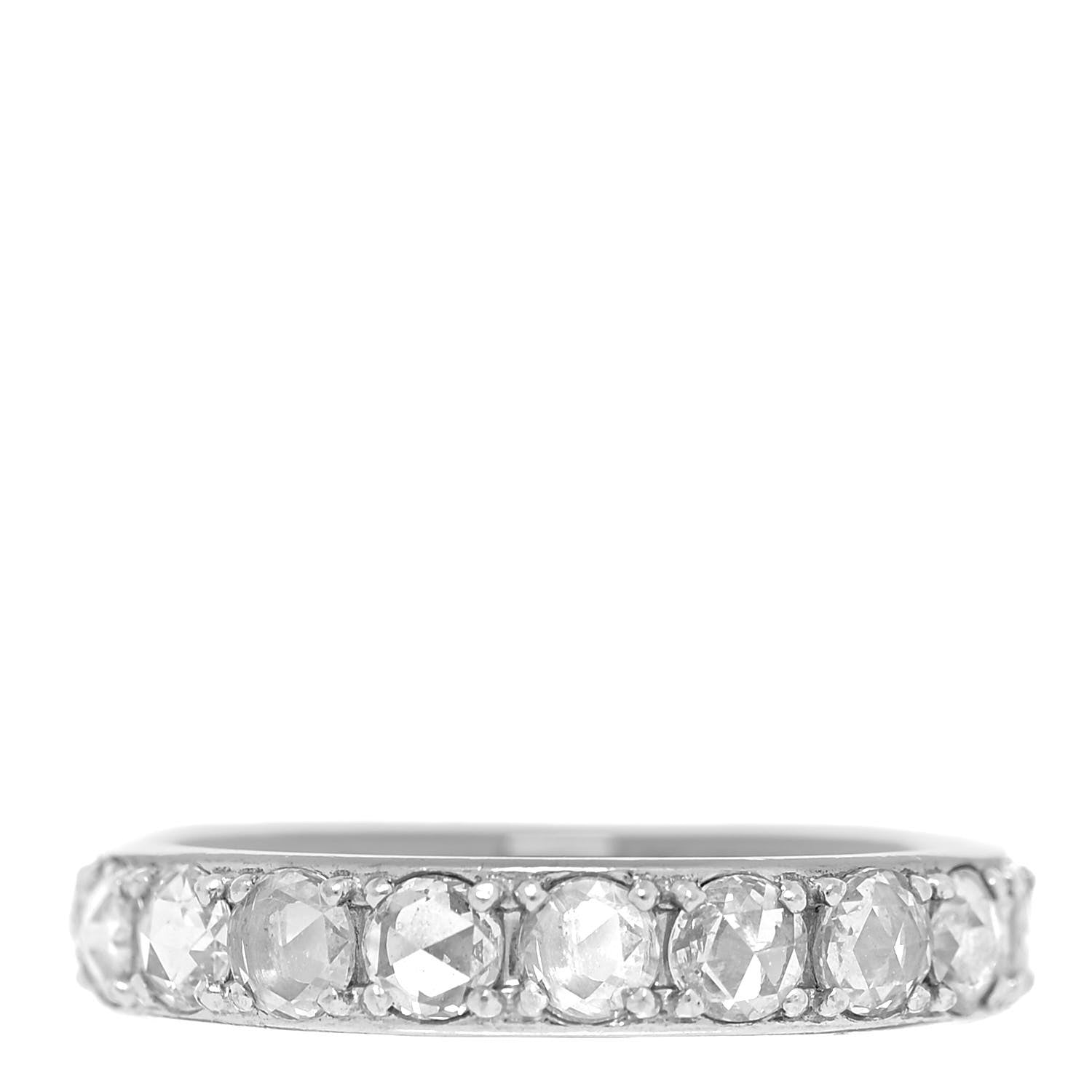 Tiffany 18K White Gold Diamond Metro Rose Cut Eternity Band Ring 51 5.75 1 of 5