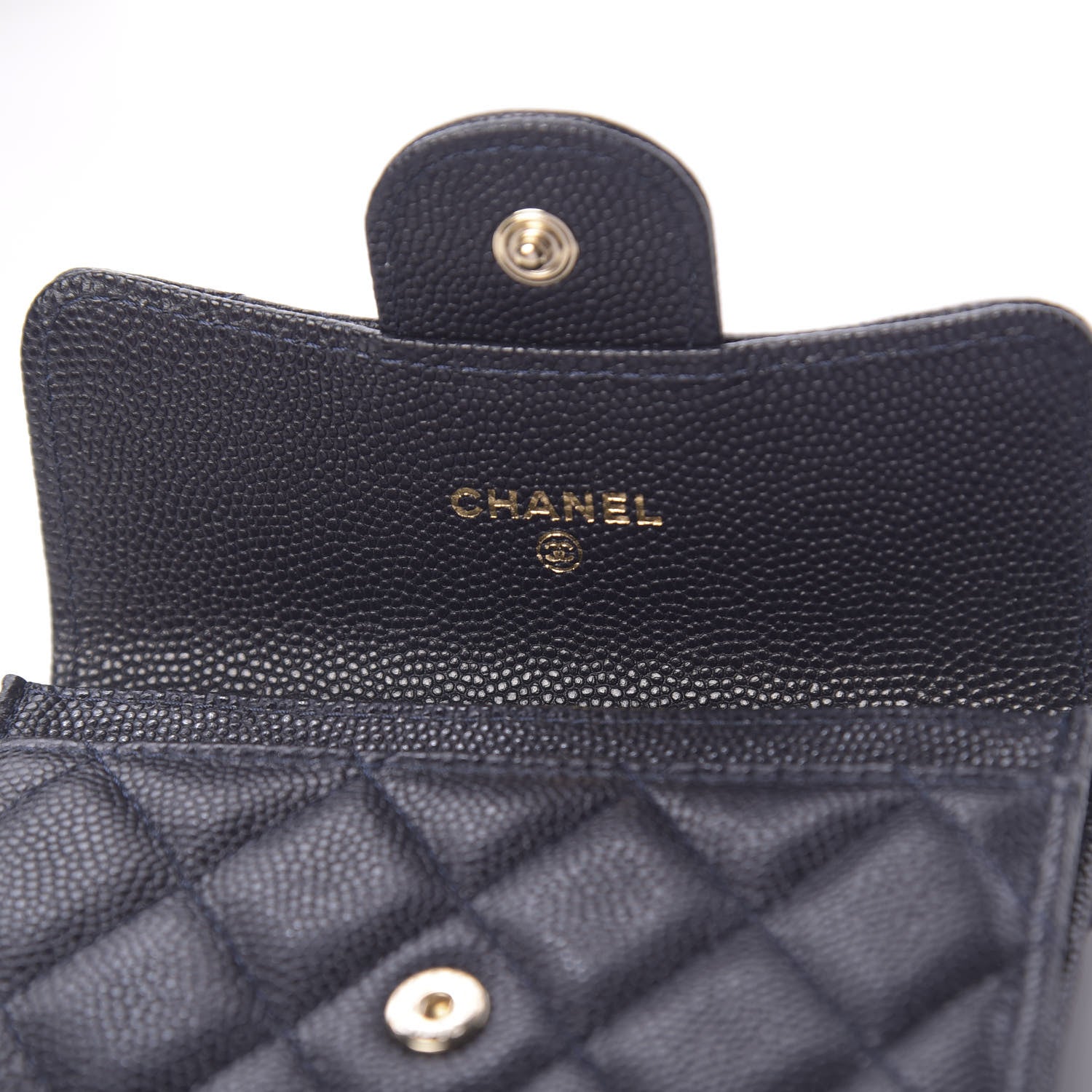 Chanel Caviar Quilted Flap Card Holder Wallet Navy Blue 9 of 12