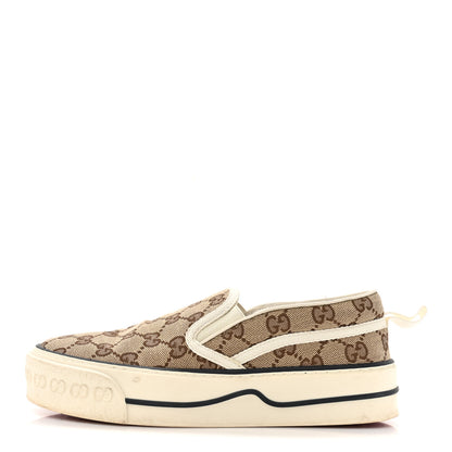 Gucci GG Monogram Womens 1977 Tennis Slip On 30mm Sneakers 36.5 Beige Ebony Mystic White 1 of 12