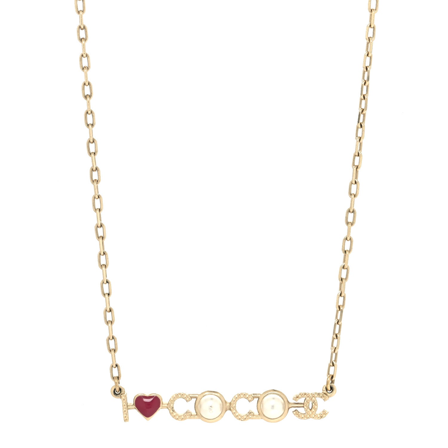 Chanel Metal Resin Pearl I Love Coco Necklace Gold Multicolor 1 of 5