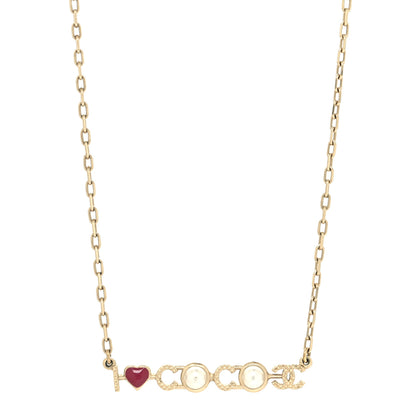 Chanel Metal Resin Pearl I Love Coco Necklace Gold Multicolor 1 of 5