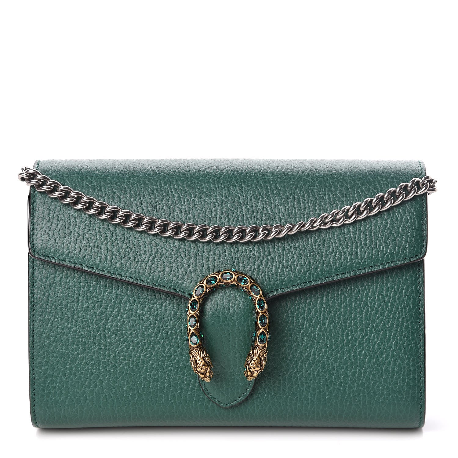 Gucci Calfskin Mini Dionysus Chain Wallet Emerald 1 of 9
